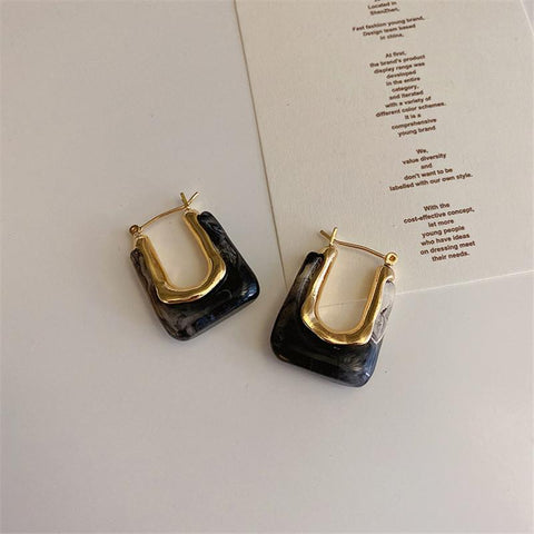 Trendy Transparent Earrings  Geometric Metal Acrylic Earrings Jewelry-JW01442-Veeddydropshipping