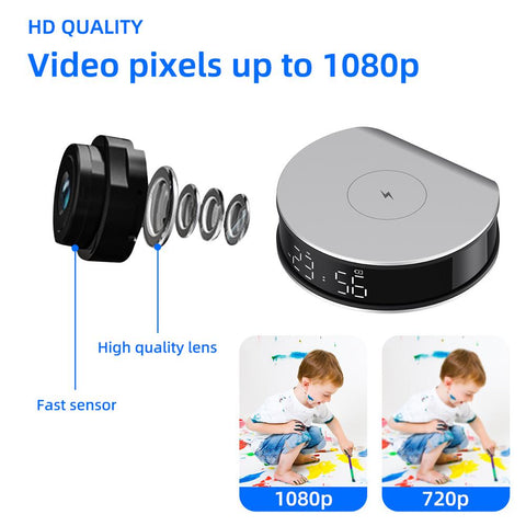 Mini Camera Clock HD Night Vision View Alarm WIFI Secret Surveillance Home-CE00398-Veeddydropshipping