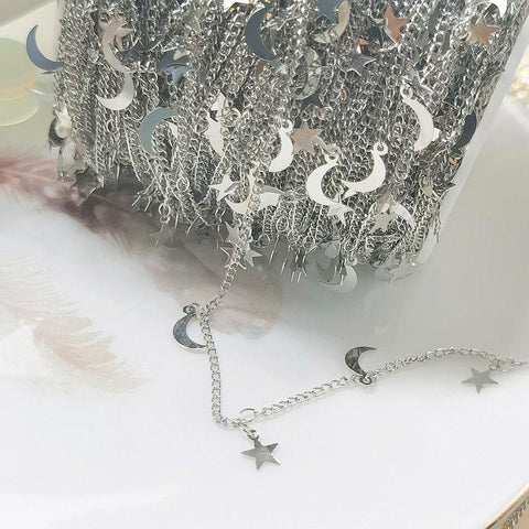 Star Moon Chains Necklace Chains for Bracelet  Findings  DIY-JW01635-Veeddydropshipping