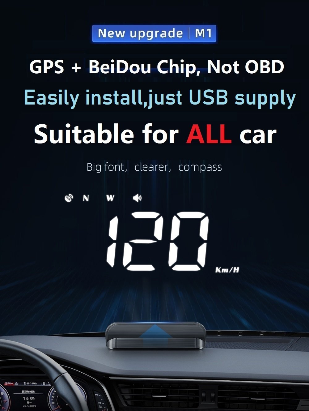 Car Hud Auto hud head-up display gps hud display navigation gps-AM00742-Veeddydropshipping