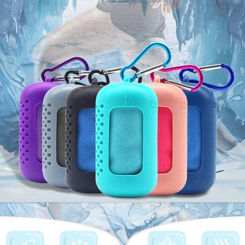 Quick Drying Microfiber Towel With Travel Silicone Bag Cold Feeling Sport Towels -OS00214-Veeddydropshipping
