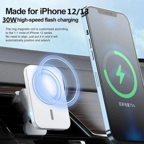 30W Magnetic Wireless Charger Car Air Vent Stand Phone Holder QI Fast Charging Station-PA01047-Veeddydropshipping
