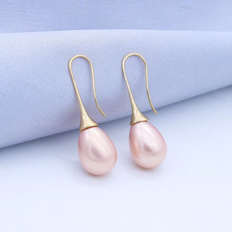 White Teardrop Simulation Pearl Earrings Dangle -JW00290-Veeddydropshipping