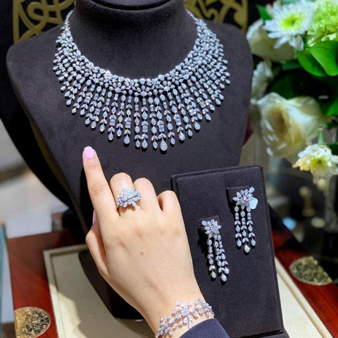 Bridal Zirconia Full Jewelry Sets  Luxury Dubai Nigeria  -JW00219-Veeddydropshipping