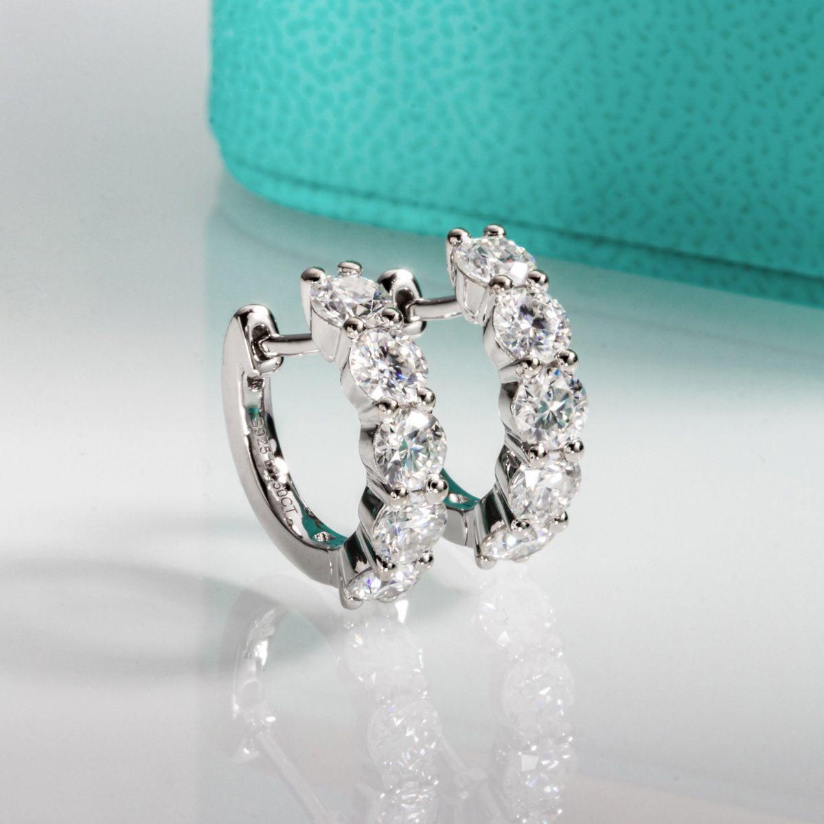 Moissanite 925 Sterling Silver Luxury Huggie Earring-JW00136-Veeddydropshipping