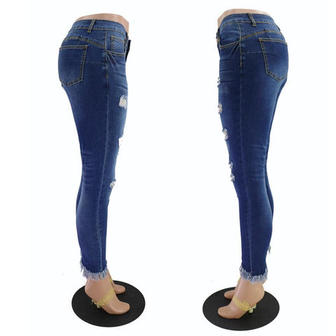 Ripped Women&#39;s Denim Jeans 2022 Autumn New Skinny Jeans-TB01253-Veeddydropshipping