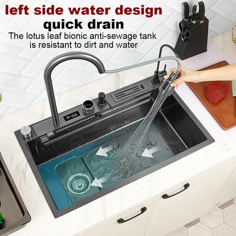Kitchen Waterfall Sink Digital Display Large Single-TI00635-Veeddydropshipping