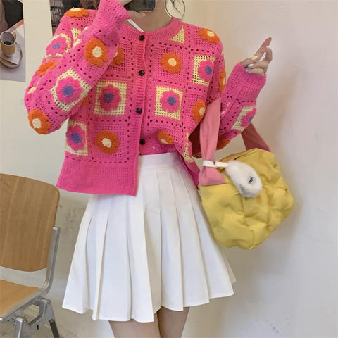 Women Crochet Cardigans Vintage Knitted Sweaters-Veeddydropshipping