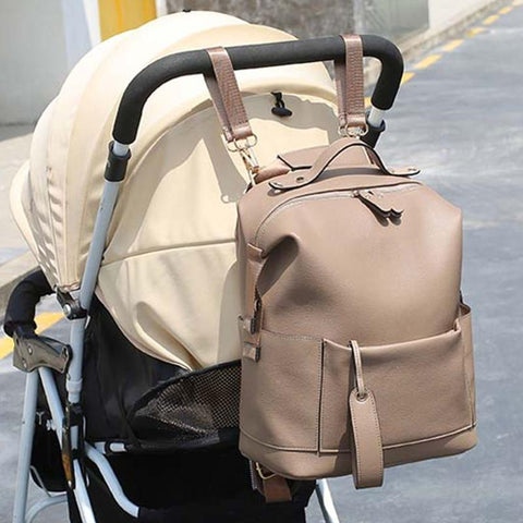 Diaper Bag Backpack for Mom Pu Leather Multifunctional-TB00207-Veeddydropshipping