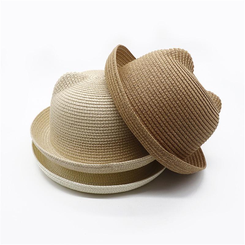 Cute Baby Hat With Ears Summer Straw Mesh Baby Girl Boy Hat Kids Snapback-TB00476-Veeddydropshipping