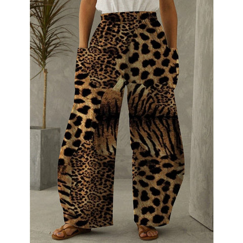 Women Fur Full Length Wide Leg Pants-WF00387-Veeddydropshipping