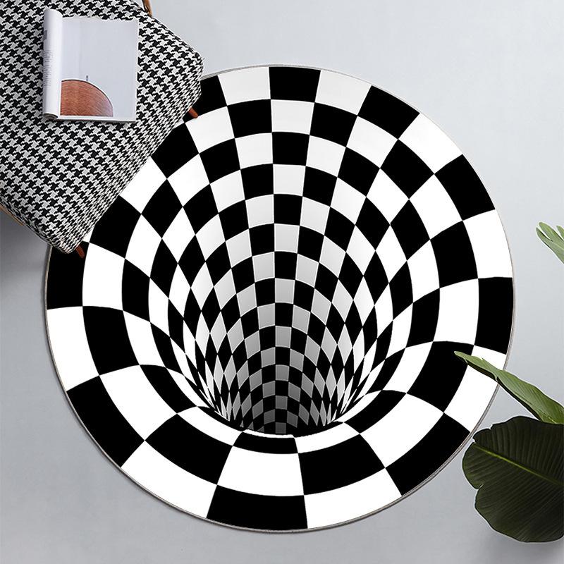 Round Checkerboard Carpet Floor Mat-HA00488-Veeddydropshipping
