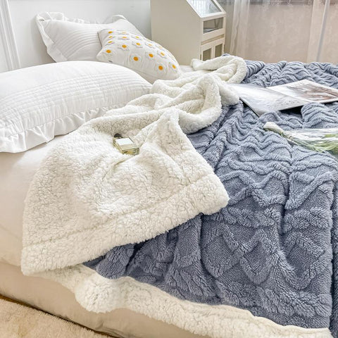 Thick Bed Blanket Double Sided Lamb Cashmere-HA00434-Veeddydropshipping