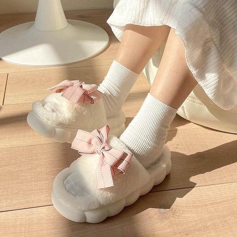 House Fur Slippers Open-Toe Bedroom Cute Big-BS01203-Veeddydropshipping