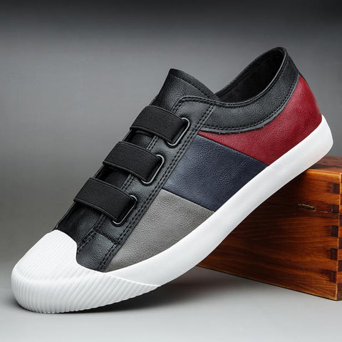 Men Vulcanized Shoes Color Mixed Design Loafers Elastic-BS01432-Veeddydropshipping