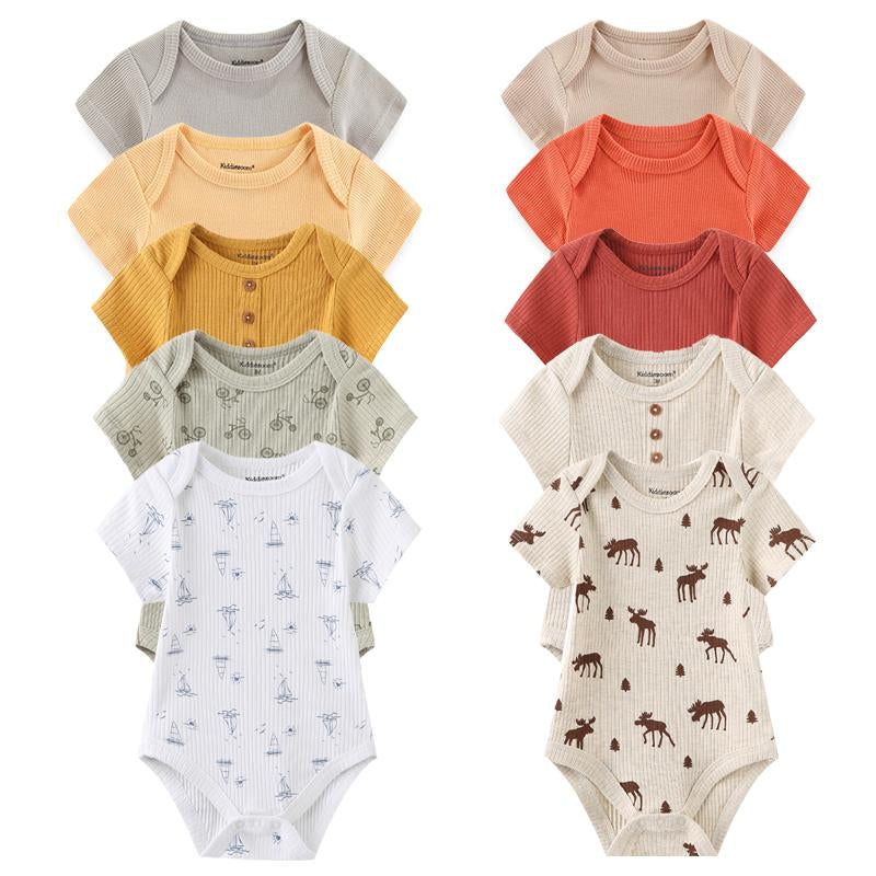 New Born Bodysuits 2023 Unisex 5Pieces Baby Girl Clothes Solid-TB00313-Veeddydropshipping