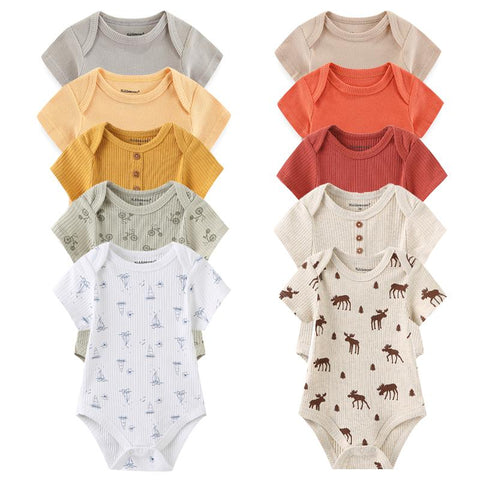 New Born Bodysuits 2023 Unisex 5Pieces Baby Girl Clothes Solid-TB00313-Veeddydropshipping