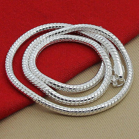 925 Sterling Silver Inch Snake Chain Bracelet Necklace Sets -JW00195-Veeddydropshipping