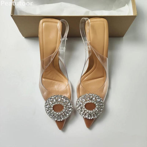 Rhinestone Pointed Sandals Transparent High Heels Women&#39;s Elegant-BS00845-Veeddydropshipping