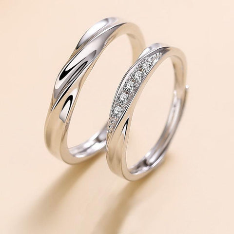 2Pcs/set Romantic Couple Rings For Women Men Punk Heart -JW01390-Veeddydropshipping