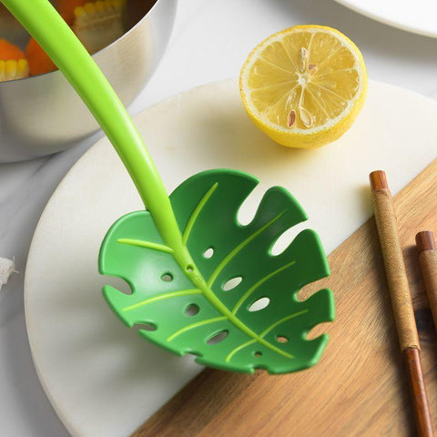 Monstera Leaf Colande Multifunction Soup Spoon Strainer-HA01316-Veeddydropshipping