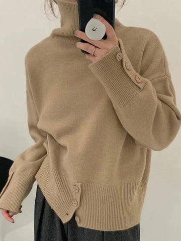 Turtleneck Sweater Pullover Design Loose Soft Sweater-Veeddydropshipping