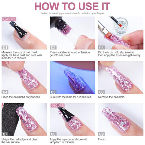 15ml Poly Nail Gel Full Set For Extention Nail Glitter Solid Color-BH00988-Veeddydropshipping
