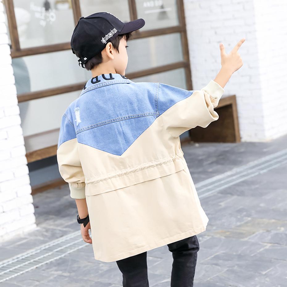 Boys Long Jacket Outerwear Patchwork Coat-Veeddydropshipping