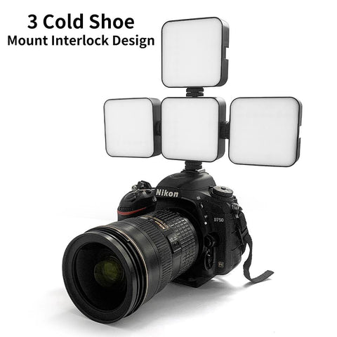 6500K LED Video Light Camera Fill Lights Lamp with 3 Cold Shoe Portable -CE00387-Veeddydropshipping