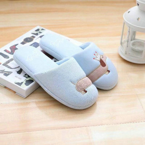 Dog Plush Cotton Slippers Slip On Dachshund-BS01182-Veeddydropshipping