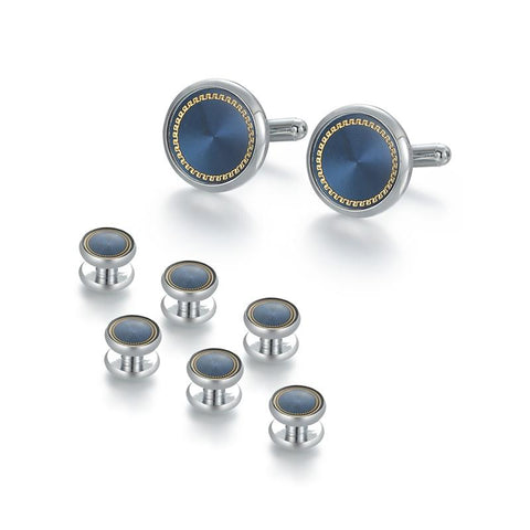 Luxury Man Shirt Cufflinks Vintage Blue Cufflink -JW01300-Veeddydropshipping