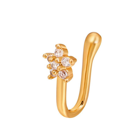 Crystal Nose Piercing Body Jewelry Floral Nose Hoop Nostril Nose Ring-JW01377-Veeddydropshipping