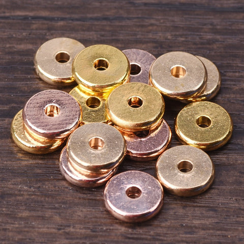 Solid Brass Metal Plated  Flat Round Loose Spacer Beads For Jewelry -JW01487-Veeddydropshipping