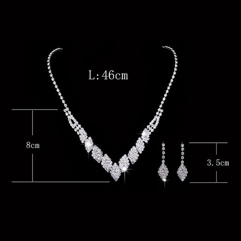 Fashion Bride Jewelry Set  Dress Banquet Necklace Earring Set  -JW00306-Veeddydropshipping