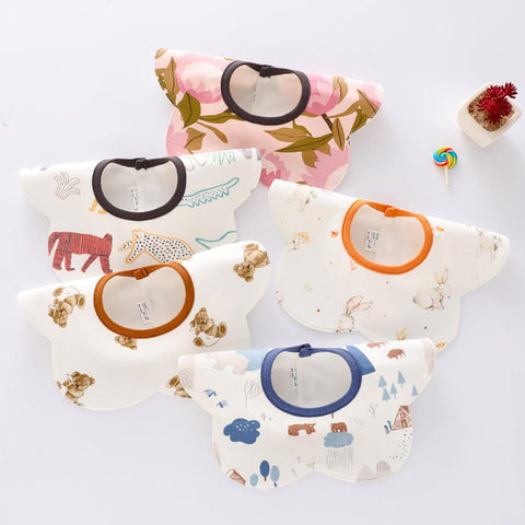 Baby Bibs Waterproof Cotton Animal Print Flower Shape 360 Degree-TB00724-Veeddydropshipping