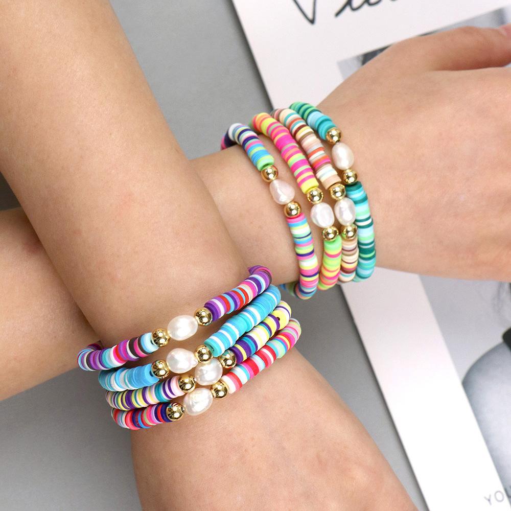 Clay Bead Bracelet Ideas Colorful Diy Aesthetic Stretch  -JW00137-Veeddydropshipping
