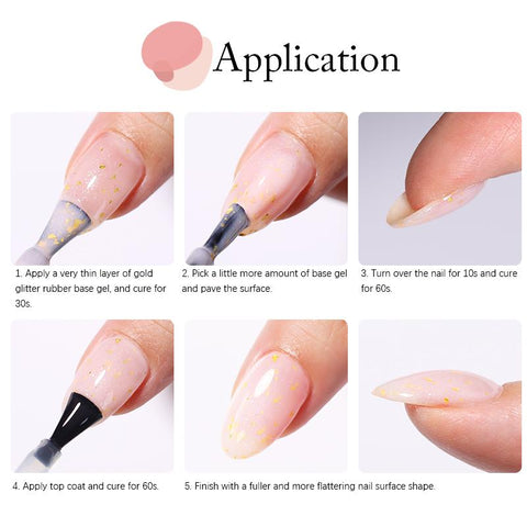 Rubber Base Gel Nail Polish Gold Glitter Base Gel Top Coat -BH01017-Veeddydropshipping