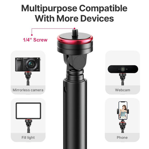 MT-54 Metal Portable Light Stand with Phone Holder Mount Tripod Monopod -CE00335-Veeddydropshipping