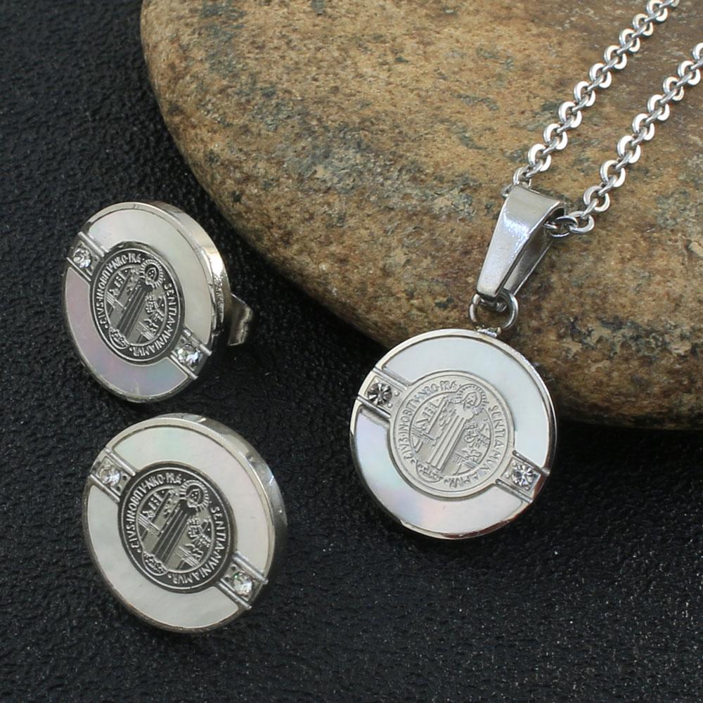 Fashion Round  Stainless Steel Jewelry Sets Pendant Earrings -JW00372-Veeddydropshipping
