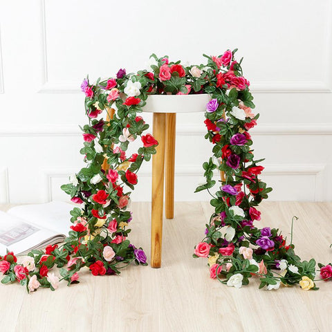 Rose Artificial Flowers Christmas Garland-HA00715-Veeddydropshipping