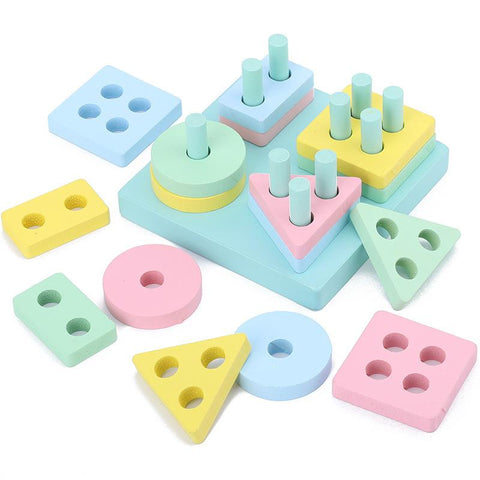 Montessori Four-post Geometric Modeling Building Blocks Kids educational Toys-TB01498-Veeddydropshipping