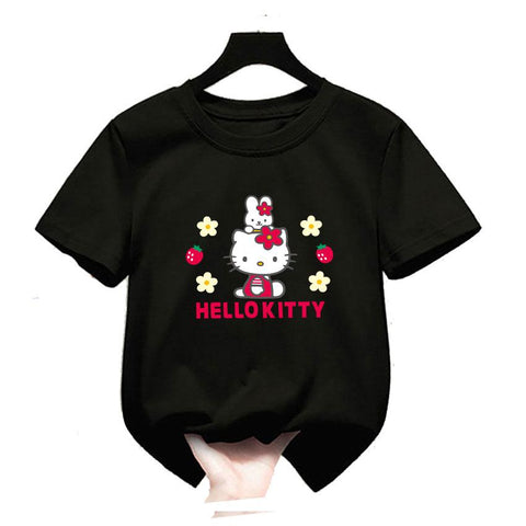 Kawaii Hello Kitty T Shirt Cartoon Short sleeve Boys Girls Harajuku-TB00957-Veeddydropshipping
