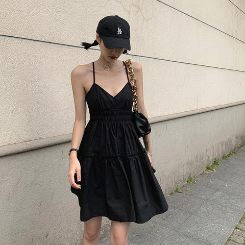 Sexy Mini Strap Backless Dress Woman A Line Dresses-WF00078-Veeddydropshipping
