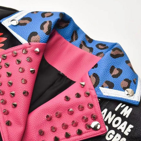 Designer Punk Motorcycle Biker Jacket Women-Veeddydropshipping