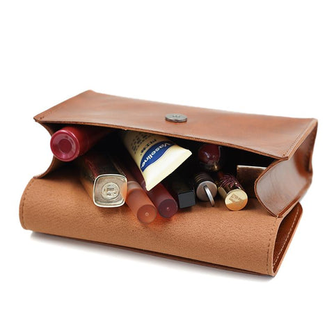 Leather Makeup Pouch Women Waterproof Bathroom Washbag-BS00541-Veeddydropshipping