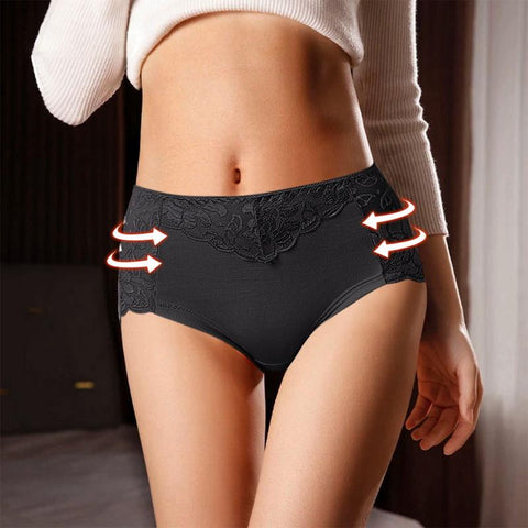 Women mid-waist Lace Large Size briefs-WF00821-Veeddydropshipping