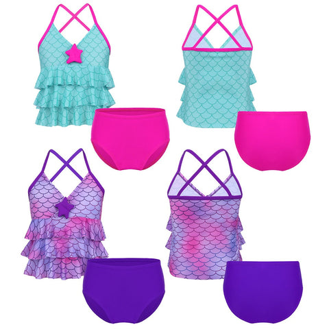 Kids Girls Mermaid Swimsuit Bathing Suit Bikini 2pc Set Swimwear Swimsuit Baby -OS00093-Veeddydropshipping