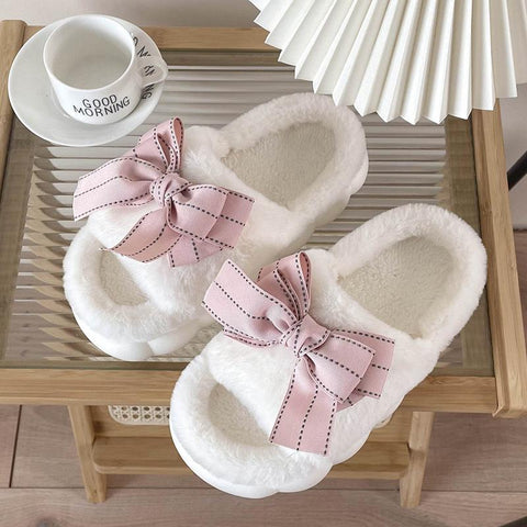 House Fur Slippers Open-Toe Bedroom Cute Big-BS01203-Veeddydropshipping