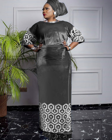 African Dress For Woman Velvet Dress-WF01648-Veeddydropshipping