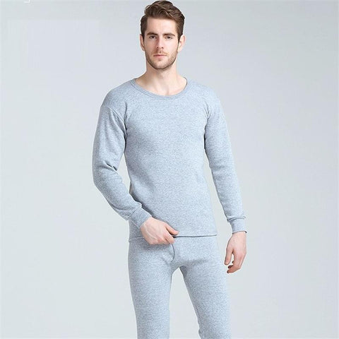 Men Thermal Underwear Sets thin fleece solid color keep-MF01551-Veeddydropshipping